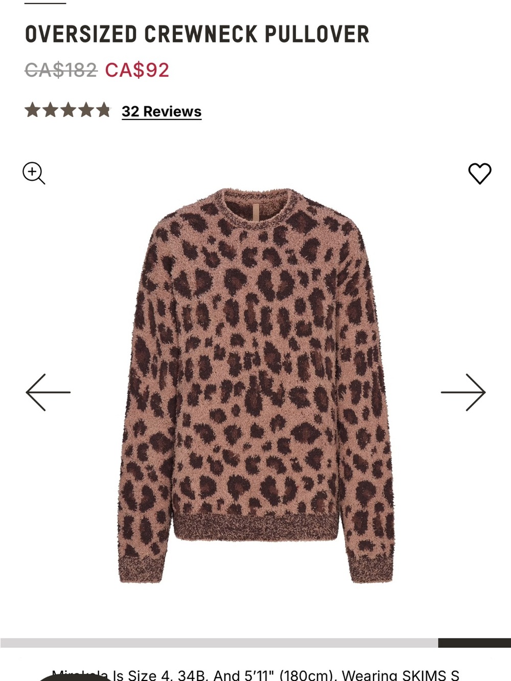 SKIMS Leopard-Print Cozy Oversized Crewneck in Brown and Black - Picture 3 of 6